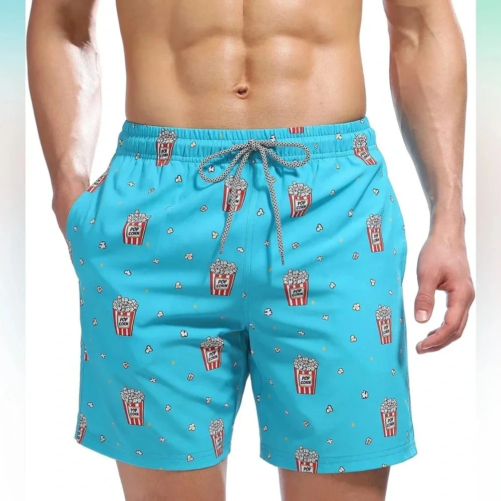 Biwisy Mens Swim Trunks Quick Dry Swim Shorts Mesh Lining Sz M NWT #001